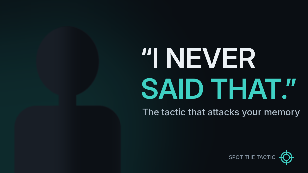 Episode 1 thumbnail: a silhouette beside the words “I never said that.”